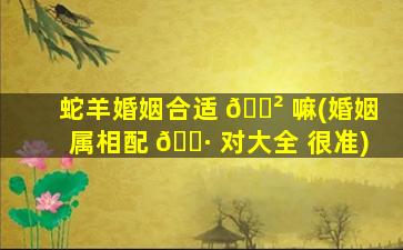 蛇羊婚姻合适 🌲 嘛(婚姻属相配 🌷 对大全 很准)